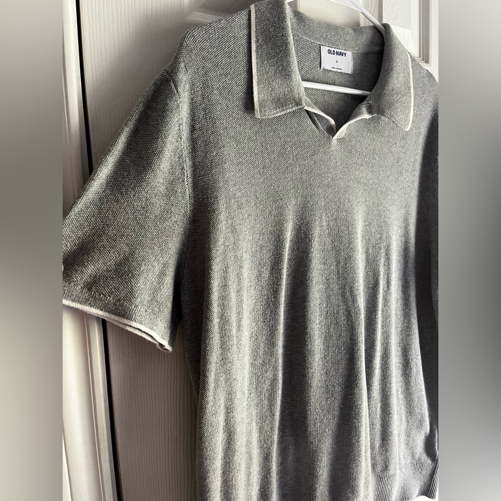 Old Navy tipped collar polo sweater gray men’s size XL - Picture 14 of 15
